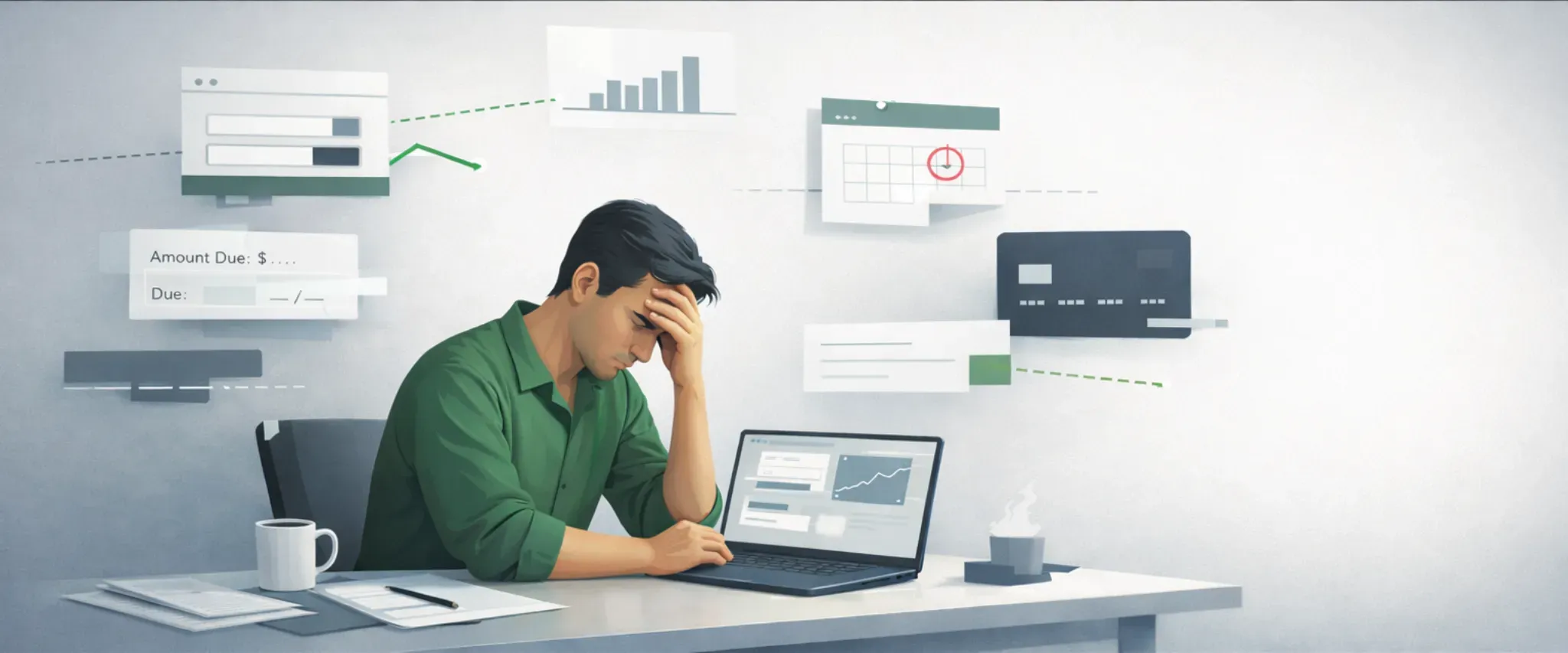 Illustration of financial confusion from fragmented accounts
