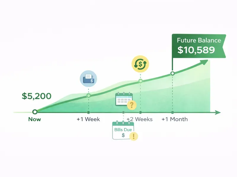 Timeline graph showing projected future balances